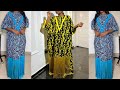 How To Cut And Sew A BUBU/ KAFTAN Dress with a Stylish Neckline and Fringe.