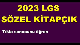 LGS 2023 SÖZEL SORULARI KİTAPÇIĞI