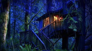 Rainy Night in Enchanted Treehouse 🌧🌲Sleep to Forest Rain Sounds White Noise
