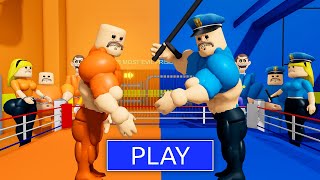 PRISONER MUSCLE BARRY Team vs POLICE MUSCLE BARRY Team in BARRY'S PRISON RUN! New Scary Obby #Roblox