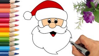 How to draw easy santa claus face step by step | kids christmas drawing | santa face