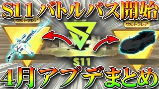 【荒野行動】S11バトルパスの４月のアプデの新要素や金枠新車両スキン銃器スキン等最新情報要素を過去を元に解説！無料無課金専属ガチャリセマラプロ考察！こうやこうど拡散のため👍お願いします【攻略まとめ】