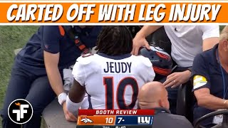 Jerry Jeudy is carted off the field with a leg injury | Broncos vs Giants