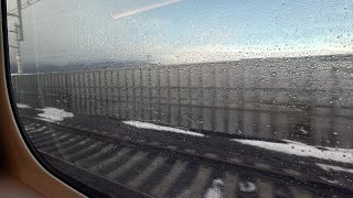 東海道新幹線　N700S 大雪徐行運転の様子