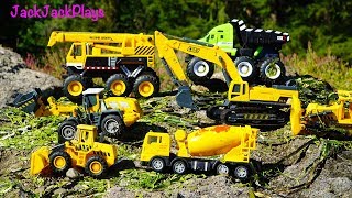 Construction Trucks for Kids! Outdoor Play with Excavators at the Beach | JackJackPlays