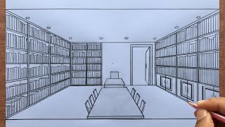 How to Draw a Library in 1-Point Perspective Step by Step