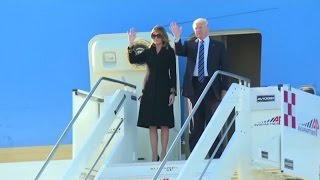 Trump atterrato a Roma, Melania veste di nero, Ivanka di bianco