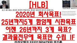 [주식투자]HLB(2020년 회사목표!25년까지5개 함암제 시판목표이젠 26년까지 3개 목표?결과물전무에 목표만 수립 IF)