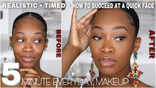 Realistic 5 MINUTE Everyday MAKEUP *TIMED* + How to Succeed at a Quick Face Every Time | Maya Galore