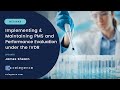 Implementing and Maintaining PMS and Performance Evaluation under the IVDR – Webinar