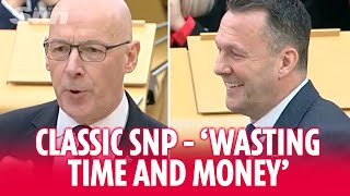 Tories in hysterics at SNP as Russell Findlay upsets John Swinney at his 1st FMQ's