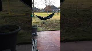 Testing my DIY Tensa style hammock stand back yard vs patio