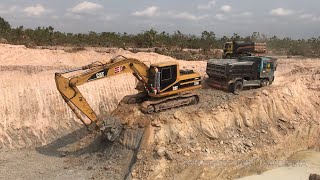 Volvo EC290BLc and Cat 320B Excavator Loading Trucks​ - អេស្កាវ៉ាទ័រជីកដីដាក់ឡាន