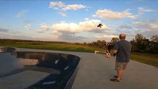 Big air for the Xmaxx at a skate park