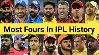 Most Fours In IPL History 🏏 Top 25 Batsman 🔥 #shorts #viratkohli #rohitsharma #msdhoni