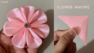 Super Easy Ribbon Flower Making - Hand Embroidery Tricks With Ribbon - DIY Craft Ideas | Diy