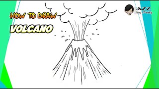 How to draw a Volcano step by step