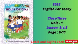 Class 3 English book 2025, ৩য় শ্রেণির ইংরেজি বই , ক্লাস থ্রী ইংলিশ - unit 1 lesson -3,4,5 page :6-11