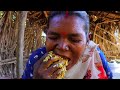 small hilsha fish curry u0026 vegetables fry cooking for lunch by old santali trible couple