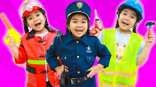 Suri Pretend Play as Police Cop and Firefighter