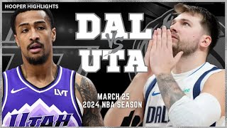 Dallas Mavericks vs Utah Jazz  Game Highlights | Mar 25 | 2024 NBA Season