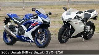 2008 Ducati 848 vs Suzuki GSX-R750 - MotoUSA