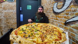 EAT FOR FREE IF YOU CAN FINISH THIS HUGE PIZZA CHALLENGE SOLO | BeardMeatsFood