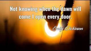 Emily Dickinson: Not knowing when the dawn will come I open every door....