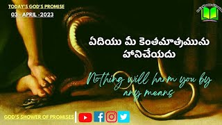 ఏదియు మీ కెంతమాత్రమును హానిచేయదు | Today God's Promise | 03.04.2023