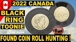 2022 Canada Black Ring $2.00 Coin  Toonie FOUND COIN ROLL HUNTING