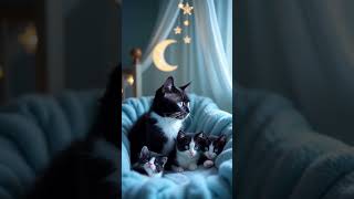 Tuxedo cat with her kittens 😸♥️😍