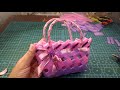 cute small bag || straw bag || pink&violet|| tutorial how to make straw bag