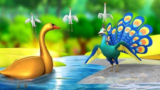 బంగారు హంస పొగరుబోతు నెమలి - Golden Swan Arrogant Peacock Story | 3D Telugu Moral Stories | JOJO TV