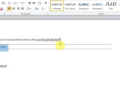 Remove Automatic lines in MS Word