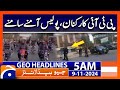 PTI Workers vs Police | Geo News 5 AM Headlines (9 Nov 2024)