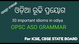 OPSC ASO GRAMMAR Idioms ରୂଢି ପ୍ରୟୋଗ part 1