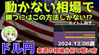 【動かない相場で勝つにはこの方法しかない⁉️】ドル円の来週の相場分析と戦い方 2024.12.08週　#fx #fx初心者 #ドル円  #fxtrading #クロス円