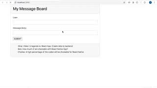 Code Share React & React Native Video 1.3 React App: Create data to backend