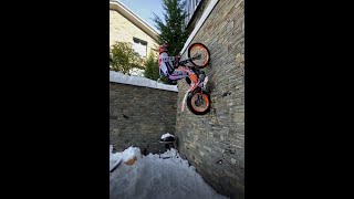 Toni Bou at home! Snow trials sections and tricks. Jumps \u0026 fails!