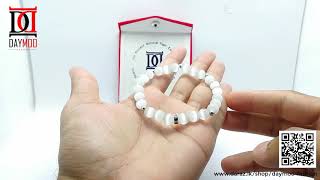 DAYMOO   Natural 8mm Minimalist White Moonstone Beaded Bracelet For Men and Women \u0026 Perfect Alternat