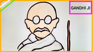 How To Draw Gandhi Bapu With Question Mark For Kids Gandhi