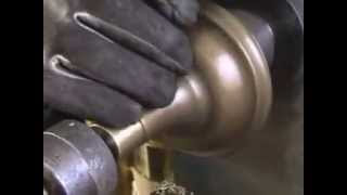 Metal Spinning Process Working.  Handmade Metal Spinning