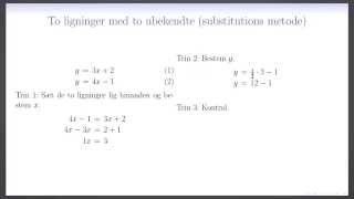 Tal og Ligninger L3 - Løsning af to ligninger med to ubekendte ved substitution