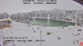 ZlatiborRS Live Stream kamera - Snežni dan 26.01.2023. - Kraljev trg, jezero, Zlatibor