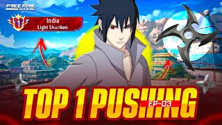 PUSHING FOR TOP 1 WEAPON GLORY TITTLE OF LIGHT SHURIKEN🥵 | SOLO | GARENA FREE FIRE NARUTO COLLAB🤩