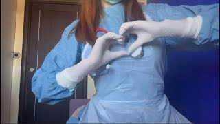 ASMR nurse unboxes her new white latex surgical gloves