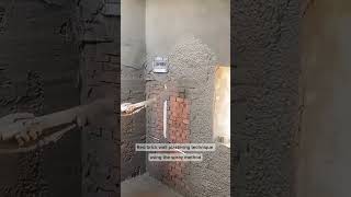 Red brick wall plastering technique using the spray method