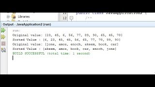 Java program to sort a numeric array and a string array