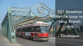 Ride on 501 Queen Streetcar Neville Park to Long Branch Loop in 4 Minutes (Timelapse)