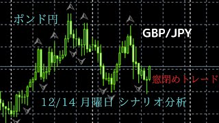 FX ポンド円 12/14 月曜日 シナリオ分析　予想　チャート 窓閉めトレード